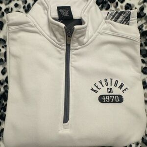 Outfitter Trading Co. Keystone Colorado 1970 White Quarter Zip Pullover Men L